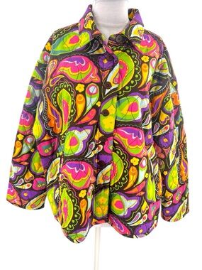 Lucy & Yak paisley psychodelic print colorful jacket Sz XL